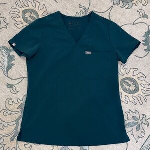 Figs Deep Teal V-Neck Scrub Top